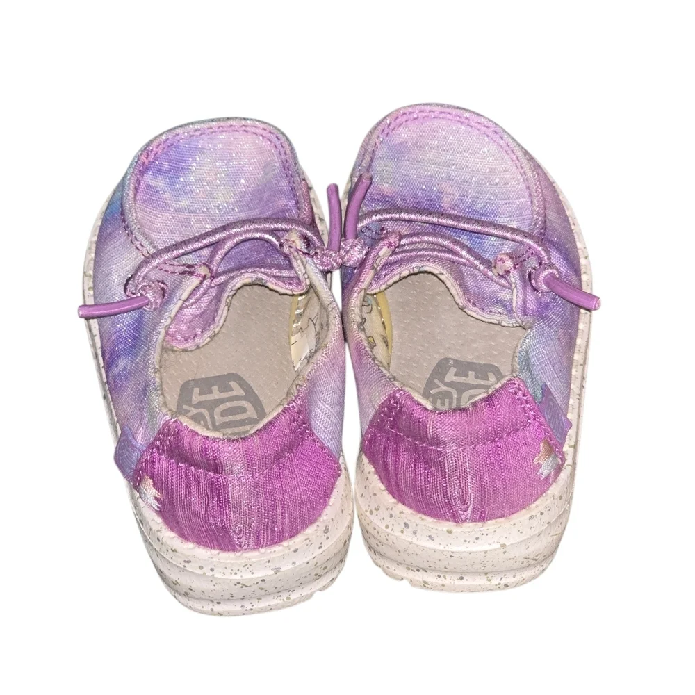 Hey Dude Toddler Unicorn Dreamer Purple Pink Tie-Dye SlipOn Sneaker Shoe Size K5